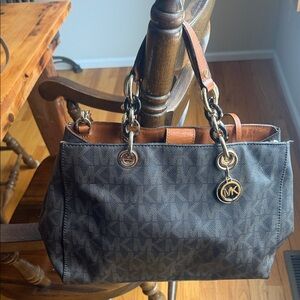 Michael Kors Black and Brown Shoulder Bag
